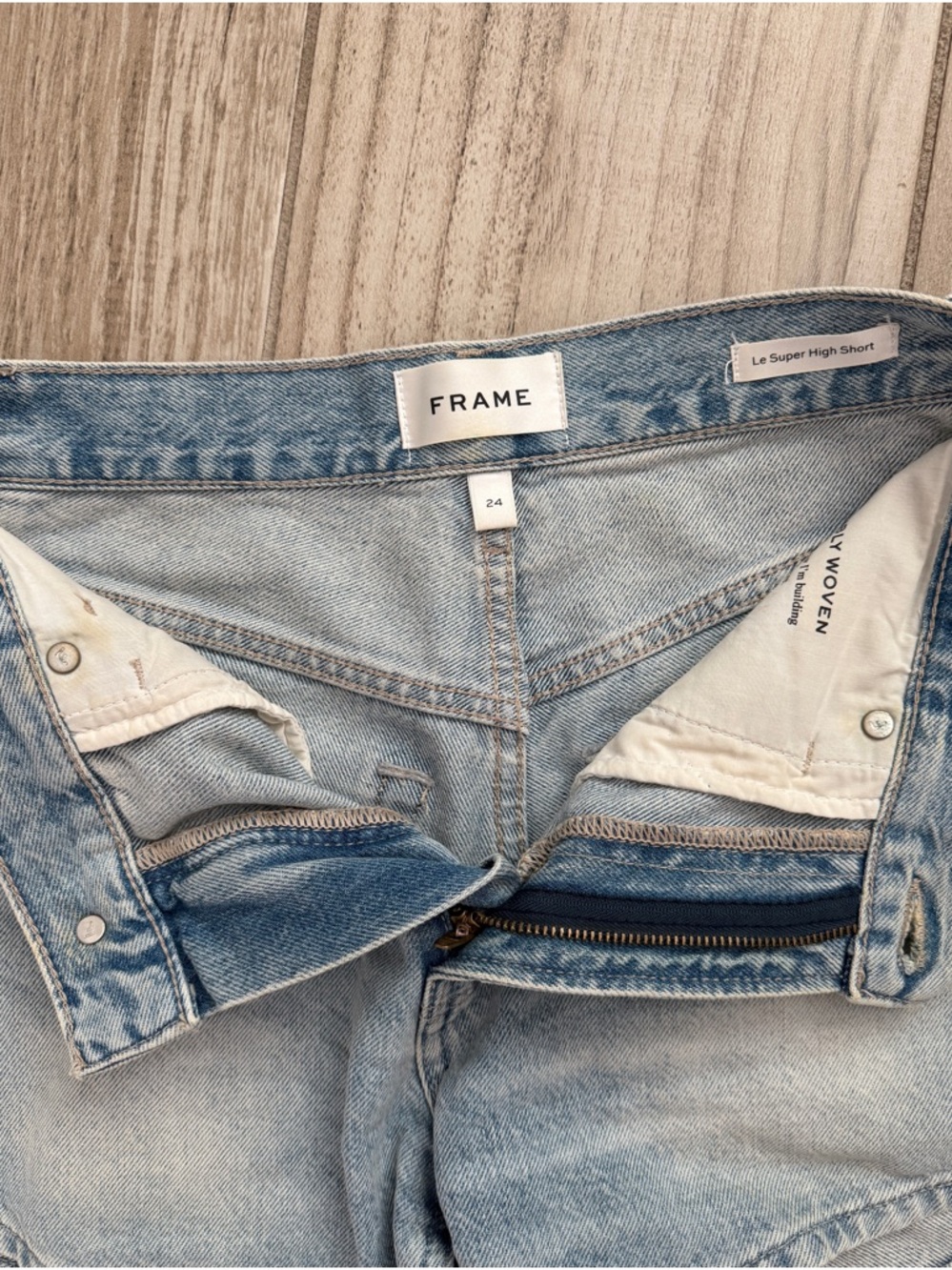 Frame Denim Light Blue High-Rise Jean Shorts - Picture 3 of 5
